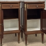 Pair of Antique French Louis XVI Style Marquetry Marble Top Nightstands