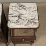 Pair of Antique French Louis XVI Style Marquetry Marble Top Nightstands