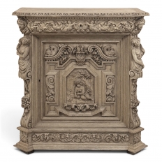 19th Century French Renaissance Revival Hand Carved Oak Buffet in Stripped Oak