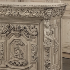 19th Century French Renaissance Revival Hand Carved Oak Buffet in Stripped Oak