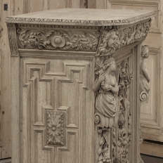 19th Century French Renaissance Revival Hand Carved Oak Buffet in Stripped Oak