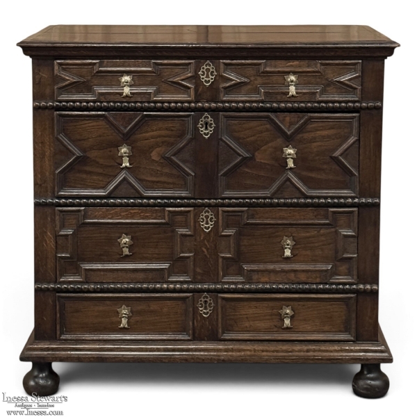Early 19th Century English Oak Jacobean Style Chest of Drawers