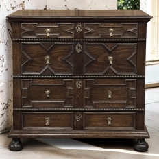 Early 19th Century English Oak Jacobean Style Chest of Drawers