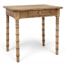 19th Century French Stripped Pine Faux Bamboo End Table with Drawer