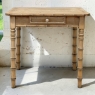 19th Century French Stripped Pine Faux Bamboo End Table with Drawer