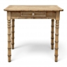 19th Century French Stripped Pine Faux Bamboo End Table with Drawer