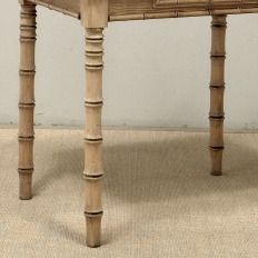 19th Century French Stripped Pine Faux Bamboo End Table with Drawer