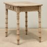 19th Century French Stripped Pine Faux Bamboo End Table with Drawer