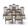 Set of 8 Antique Country French Liègeois Dining Chairs with Needlepoint Tapestry includes 2 Armchairs