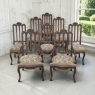 Set of 8 Antique Country French Liègeois Dining Chairs with Needlepoint Tapestry includes 2 Armchairs