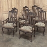 Set of 8 Antique Country French Liègeois Dining Chairs with Needlepoint Tapestry includes 2 Armchairs