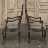 Set of 8 Antique Country French Liègeois Dining Chairs with Needlepoint Tapestry includes 2 Armchairs