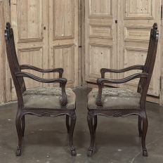 Set of 8 Antique Country French Liègeois Dining Chairs with Needlepoint Tapestry includes 2 Armchairs
