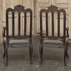 Set of 8 Antique Country French Liègeois Dining Chairs with Needlepoint Tapestry includes 2 Armchairs