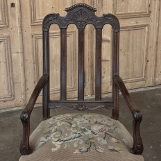 Set of 8 Antique Country French Liègeois Dining Chairs with Needlepoint Tapestry includes 2 Armchairs