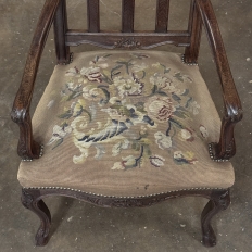 Set of 8 Antique Country French Liègeois Dining Chairs with Needlepoint Tapestry includes 2 Armchairs