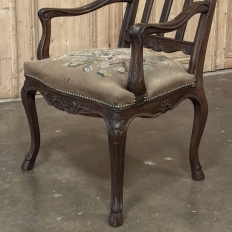 Set of 8 Antique Country French Liègeois Dining Chairs with Needlepoint Tapestry includes 2 Armchairs