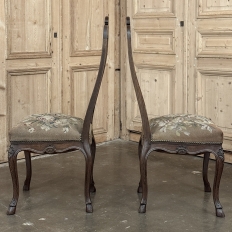 Set of 8 Antique Country French Liègeois Dining Chairs with Needlepoint Tapestry includes 2 Armchairs