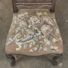 Set of 8 Antique Country French Liègeois Dining Chairs with Needlepoint Tapestry includes 2 Armchairs