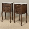 Pair of Antique French Louis XV Oak Nightstands with Carrara Marble