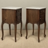 Pair of Antique French Louis XV Oak Nightstands with Carrara Marble