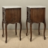 Pair of Antique French Louis XV Oak Nightstands with Carrara Marble