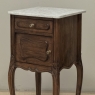 Pair of Antique French Louis XV Oak Nightstands with Carrara Marble