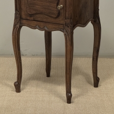 Pair of Antique French Louis XV Oak Nightstands with Carrara Marble