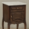 Pair of Antique French Louis XV Oak Nightstands with Carrara Marble
