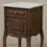 Pair of Antique French Louis XV Oak Nightstands with Carrara Marble