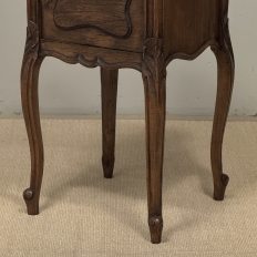 Pair of Antique French Louis XV Oak Nightstands with Carrara Marble