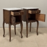 Pair of Antique French Louis XV Oak Nightstands with Carrara Marble