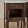 Pair of Antique French Louis XV Oak Nightstands with Carrara Marble