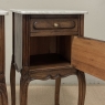 Pair of Antique French Louis XV Oak Nightstands with Carrara Marble