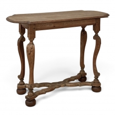 18th Century French Hand-Carved Side Table in Stripped Oak