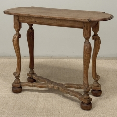 18th Century French Hand-Carved Side Table in Stripped Oak