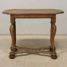 18th Century French Hand-Carved Side Table in Stripped Oak