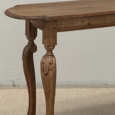 18th Century French Hand-Carved Side Table in Stripped Oak