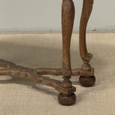 18th Century French Hand-Carved Side Table in Stripped Oak