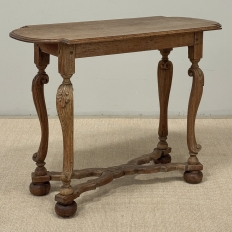 18th Century French Hand-Carved Side Table in Stripped Oak
