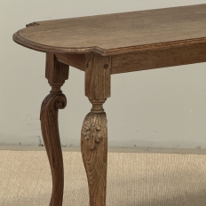 18th Century French Hand-Carved Side Table in Stripped Oak