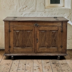 18th Century Dutch Hand-Carved Oak Trunk Adapted as Buffet