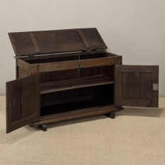 18th Century Dutch Hand-Carved Oak Trunk Adapted as Buffet