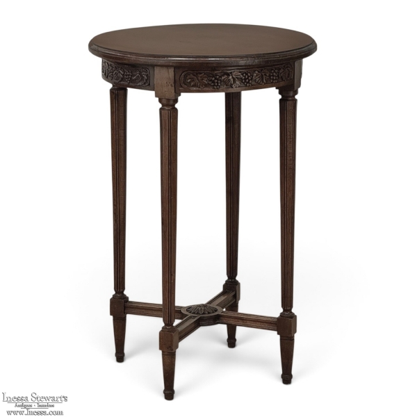 Antique French Louis XVI Style Hand Carved Walnut Gu&eacute;ridon ~ Side Table