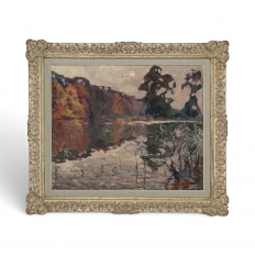 Framed Oil Painting on Canvas by Jean Stevan (1896-1962) 'The Pond in Autumn' Dated 1930