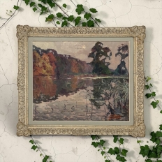 Framed Oil Painting on Canvas by Jean Stevan (1896-1962) 'The Pond in Autumn' Dated 1930