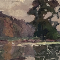 Framed Oil Painting on Canvas by Jean Stevan (1896-1962) 'The Pond in Autumn' Dated 1930