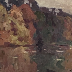 Framed Oil Painting on Canvas by Jean Stevan (1896-1962) 'The Pond in Autumn' Dated 1930