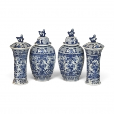 19th Century Boch Hand-Painted Blue & White Delft Garniture Set