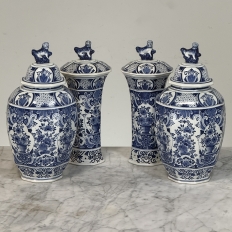 19th Century Boch Hand-Painted Blue & White Delft Garniture Set